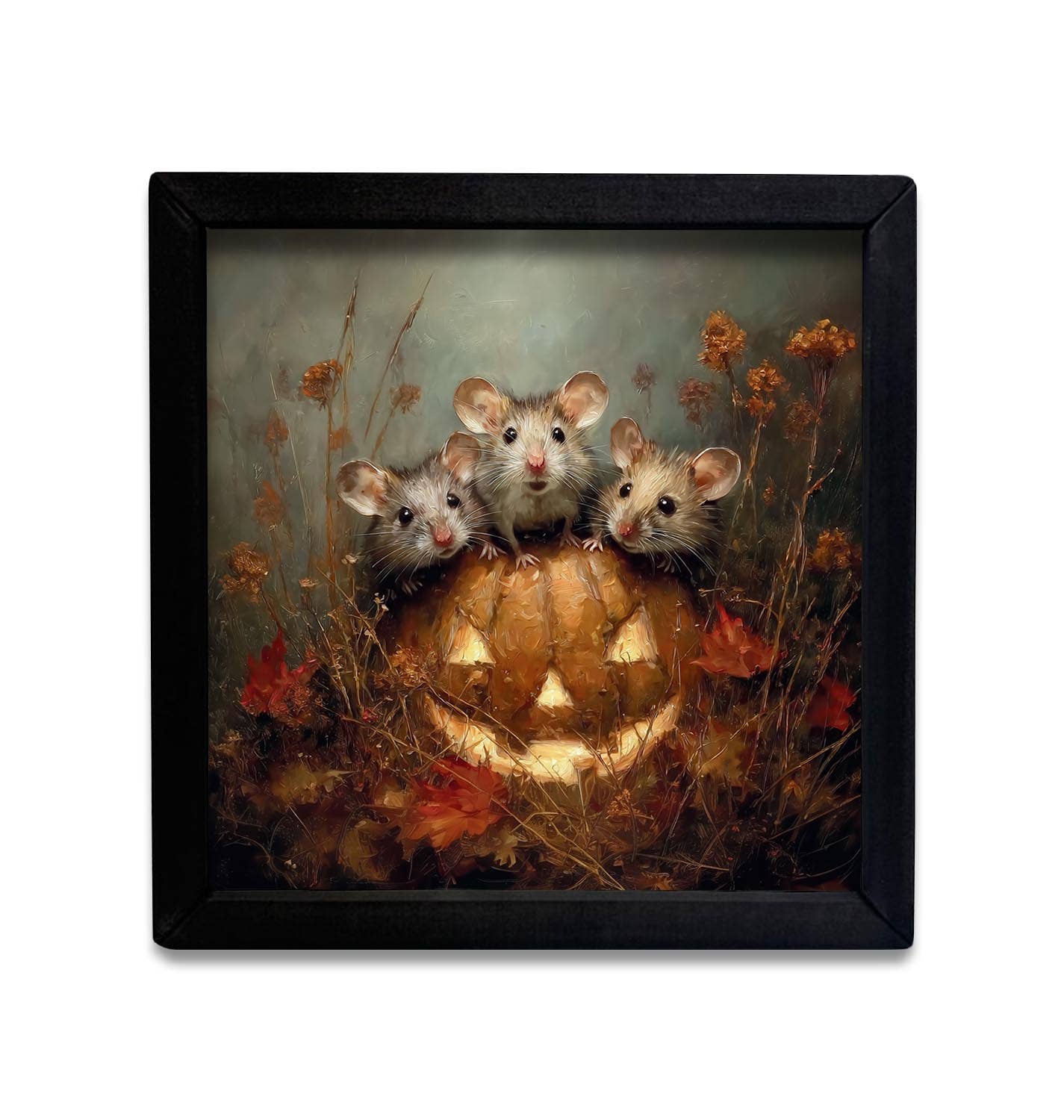 Three Little Mice Fall Box Framed Wall Art