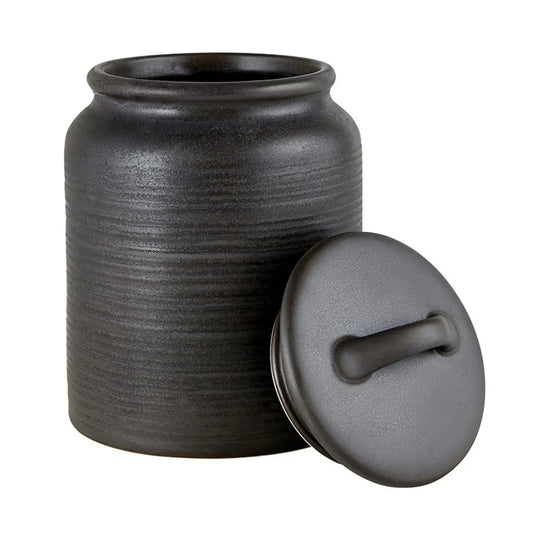 Black Stoneware Storage Canister - 2 Sizes