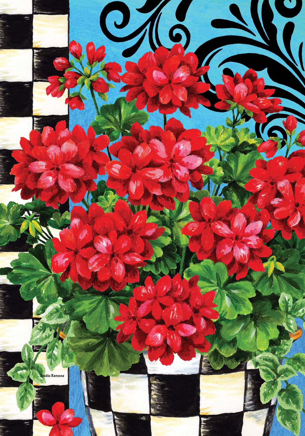 Checkered Geranium Garden Flag 12" x 18"