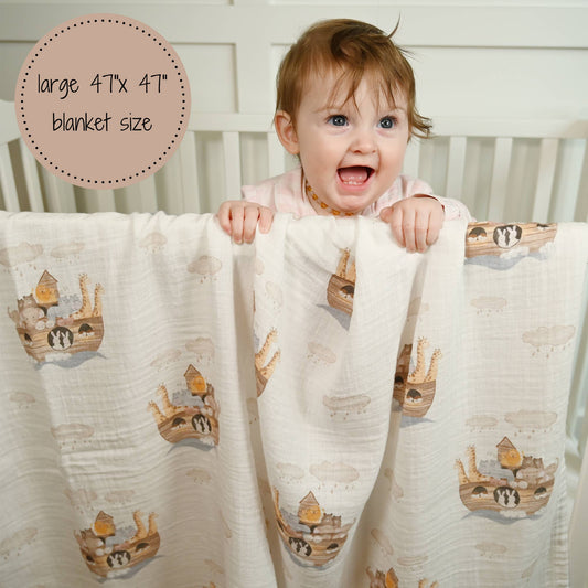 Baby Muslin Swaddle Blanket Noah's Ark