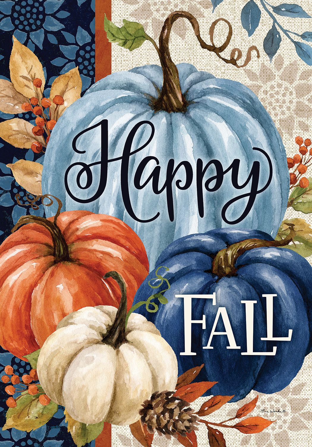 Pumpkin Blues Fall House Size Flag - 28" x 40"