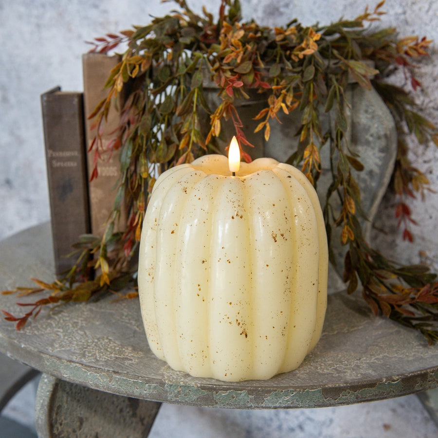 Cream Flameless Pumpkin Shaped Candle