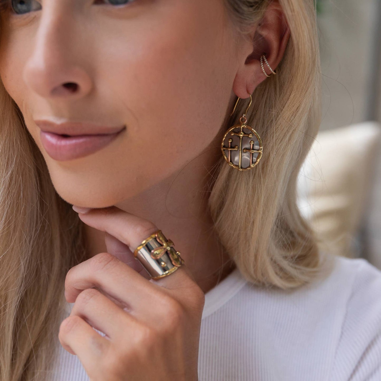 The Blessing Triple Cross Earrings