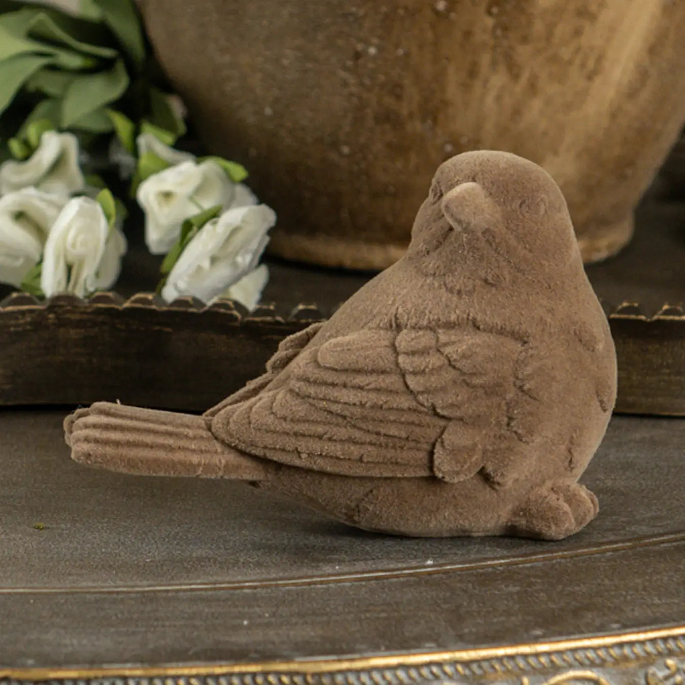 Brown Flocked Bird - 2 Styles