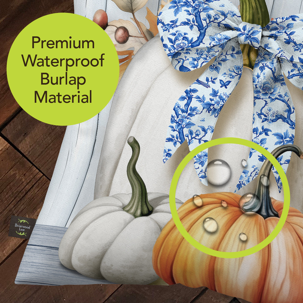 Blue and White Pumpkins Indoor/Outdoor Pillow