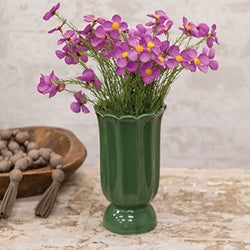 Dark Green Scalloped Ceramic Vase