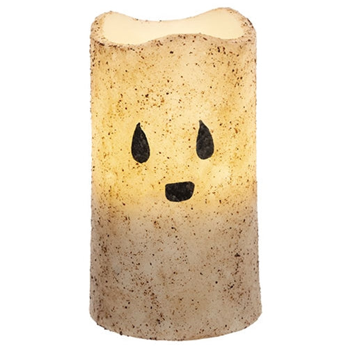 Grungy Ghost Timer Pillar Candle, LED - 2 Sizes