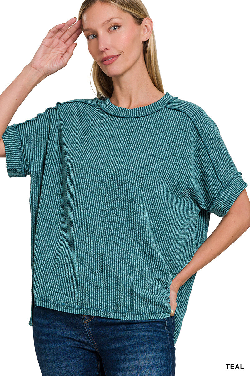 Raised Ribbed, Raw Edge Top - Color Options