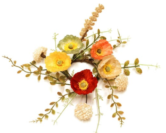 Colorful Poppy Candle Ring Mini Wreath - 2 Sizes