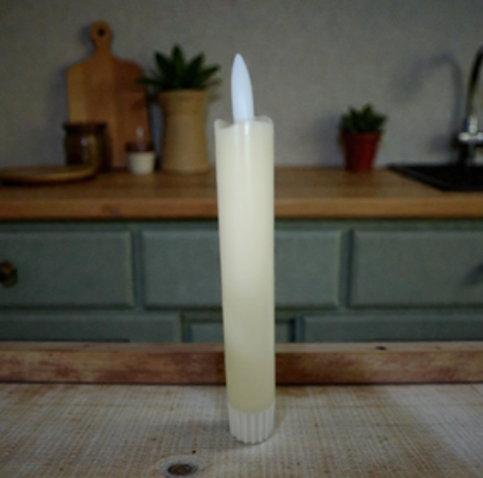 Realistic Flickering Flame LED Taper Candle - 6.5" Cream