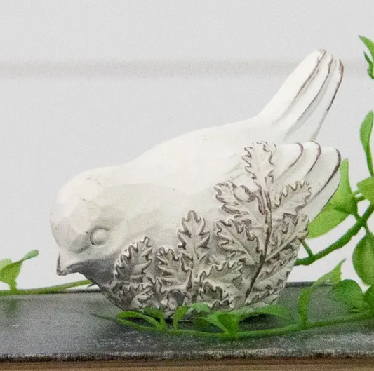 White Bird with Embossed Floral Design - Resin - 2 Options