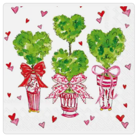 Cocktail Napkins - Heart Topiary