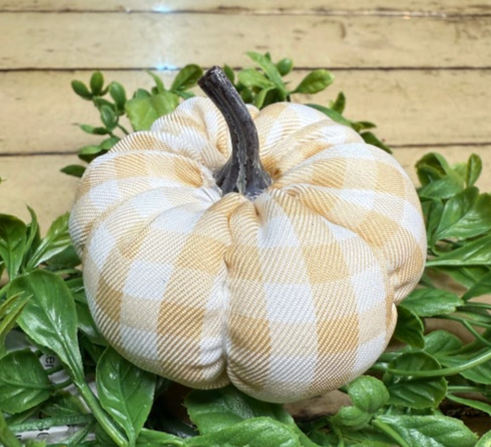 Neutral Plaid Mini Pumpkins - Assorted Fabric Colors