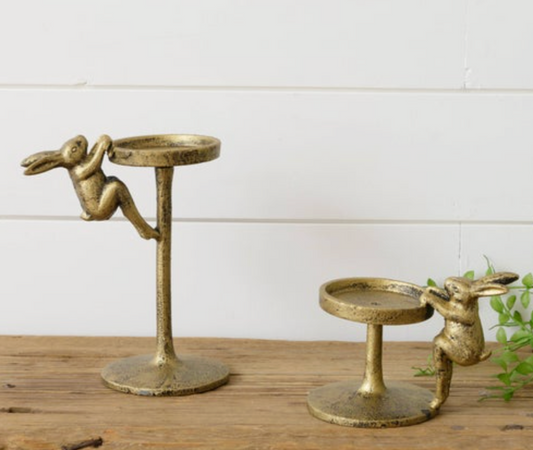 Golden Rabbit Pillar Candle Holder - 2 Sizes
