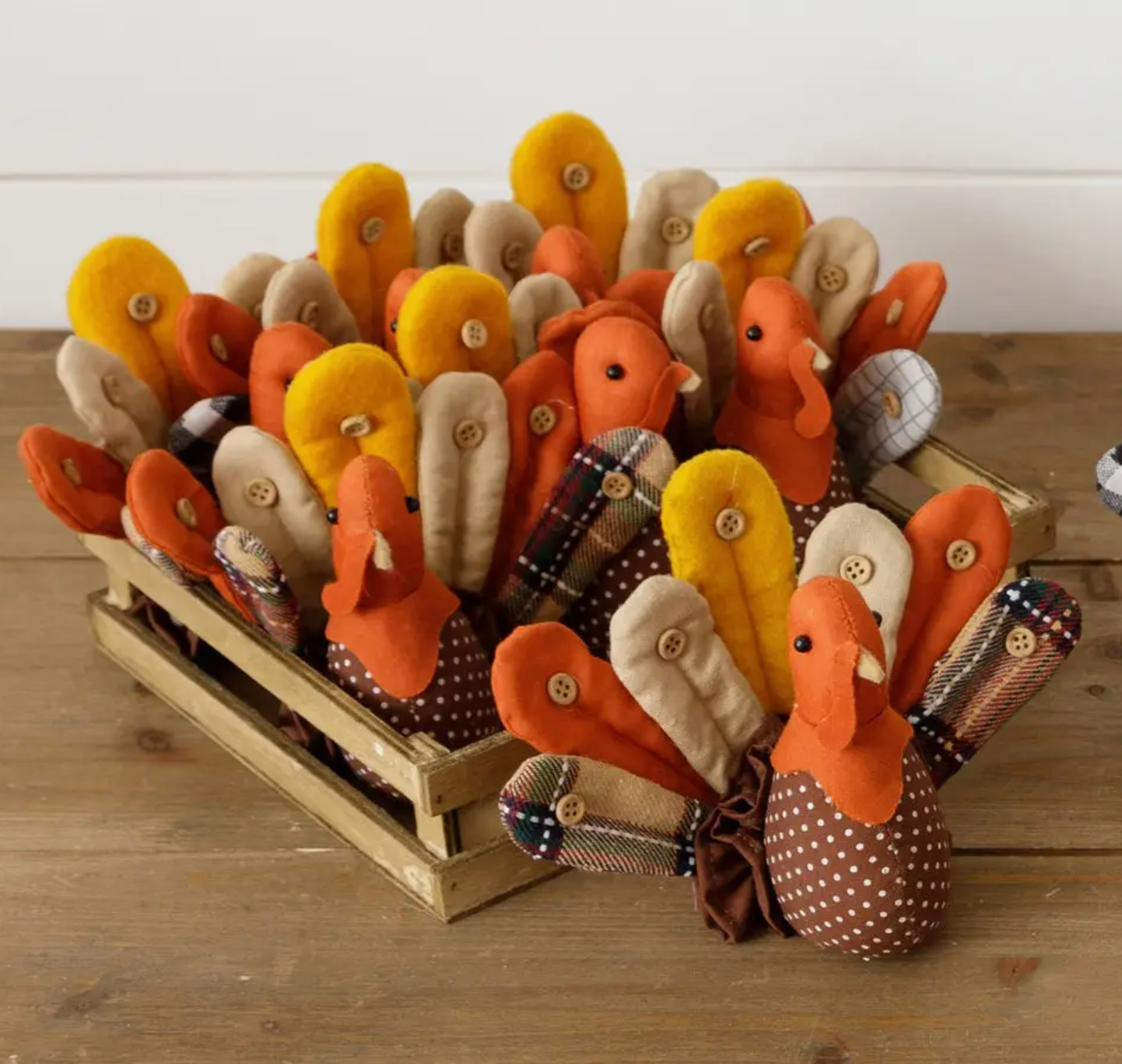 Fabric Mini Turkey with Button Accents