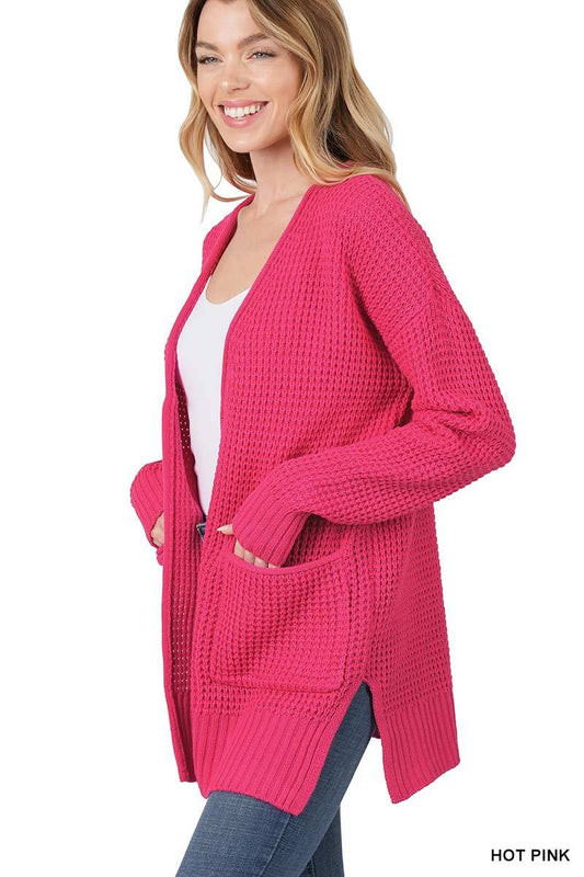 Waffle Open Cardigan Sweater - Color Options