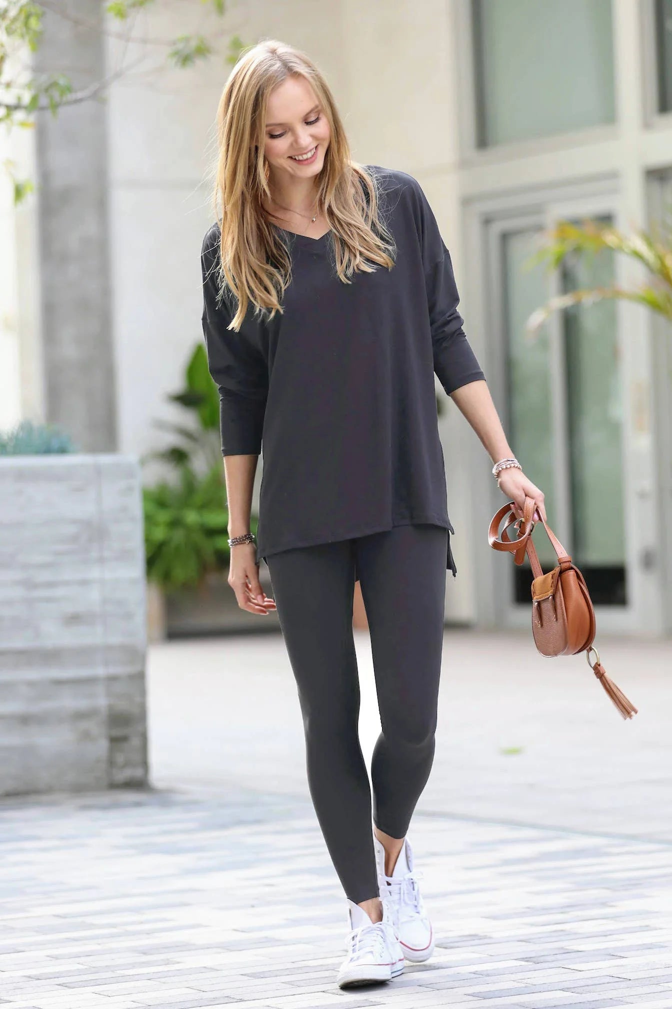 Brushed Microfiber Matching Lounge Set - Long Sleeve V-Neck - Color Options