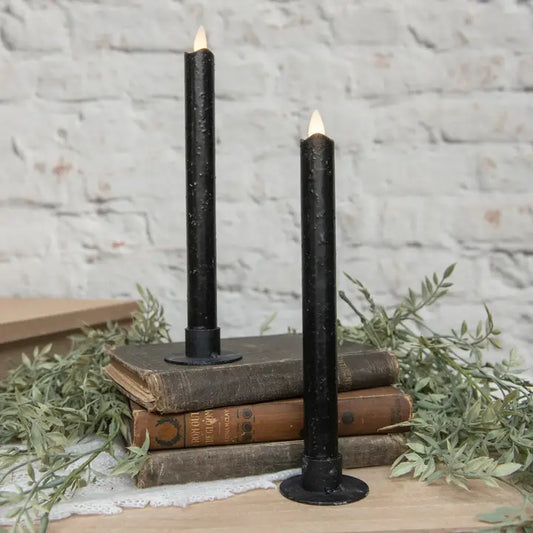 Moving Flame Black Taper Candle LED - 2 Size Options