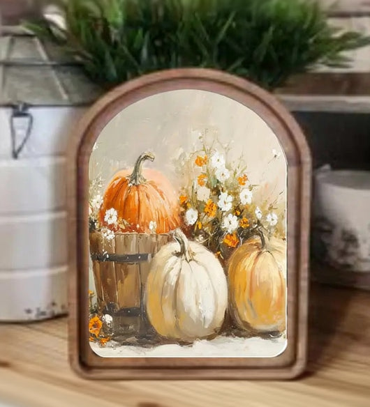 Arch Top Pumpkin Bucket Framed Art