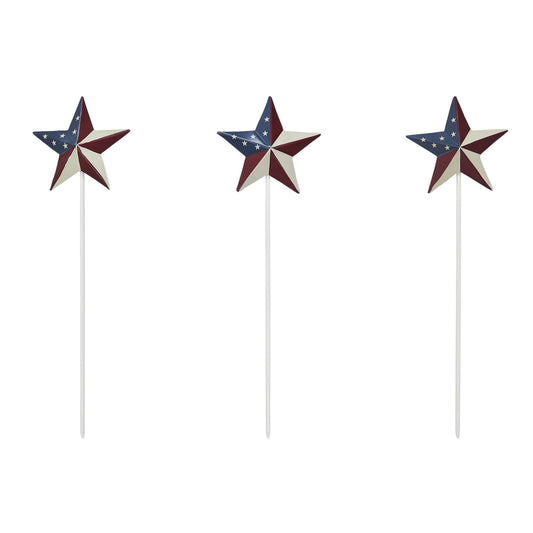 Painted Metal American Flag Theme Star on Pick 12x3.5