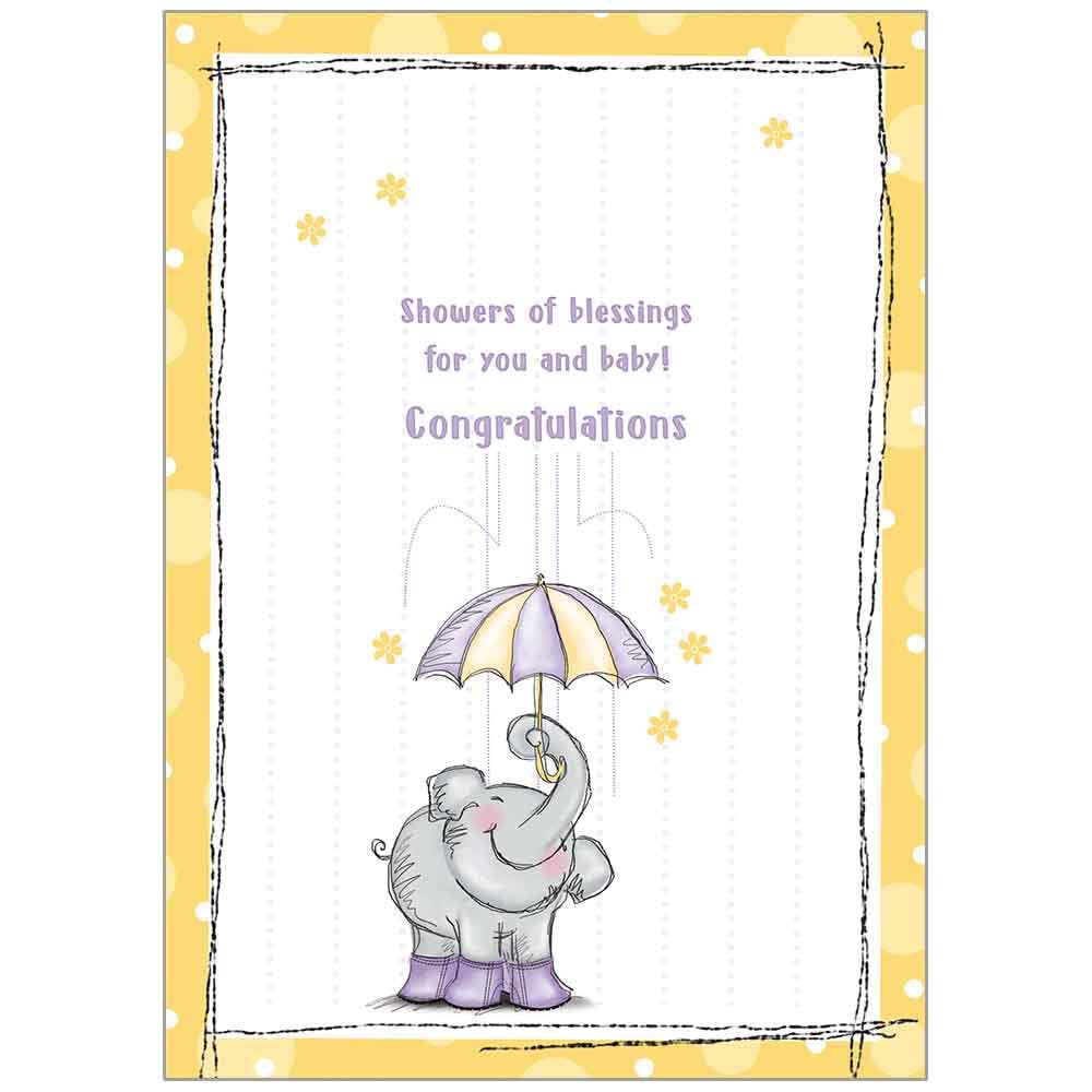 Elephant Shower Baby Congratulations Greeting Card