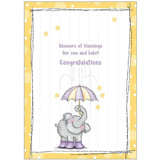 Elephant Shower Baby Congratulations Greeting Card