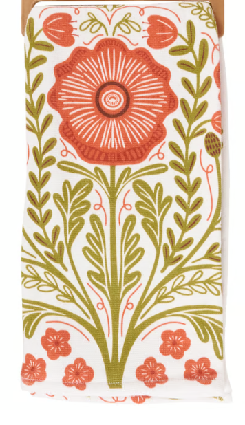 Kitchen Towel Poppy Folk Art