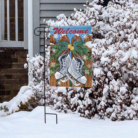 Ice Skates Winter Welcome Garden Flag