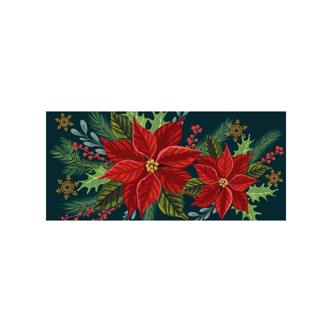 Happy Holidays Poinsettia Sassafras Doormat Insert
