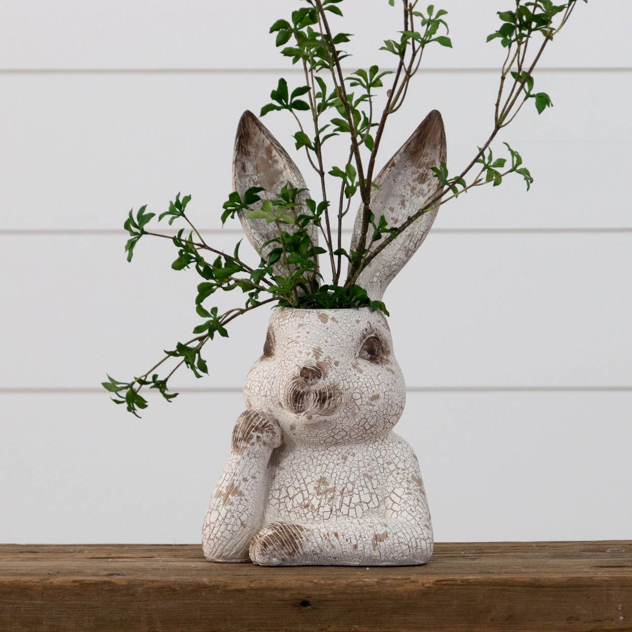 Distressed Rabbit Head Planter - Resin