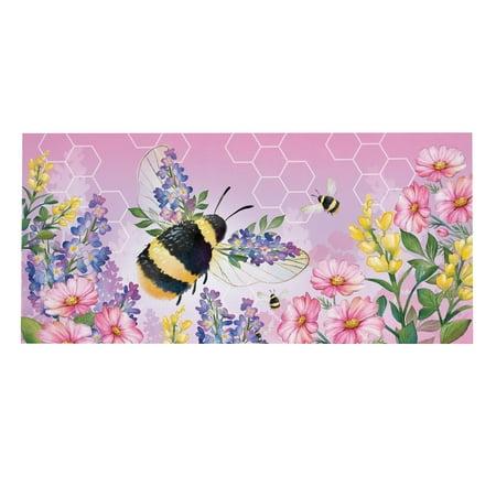 Pollinator Garden Pink Floral Bee Sassafras Switch Mat Doormat Insert