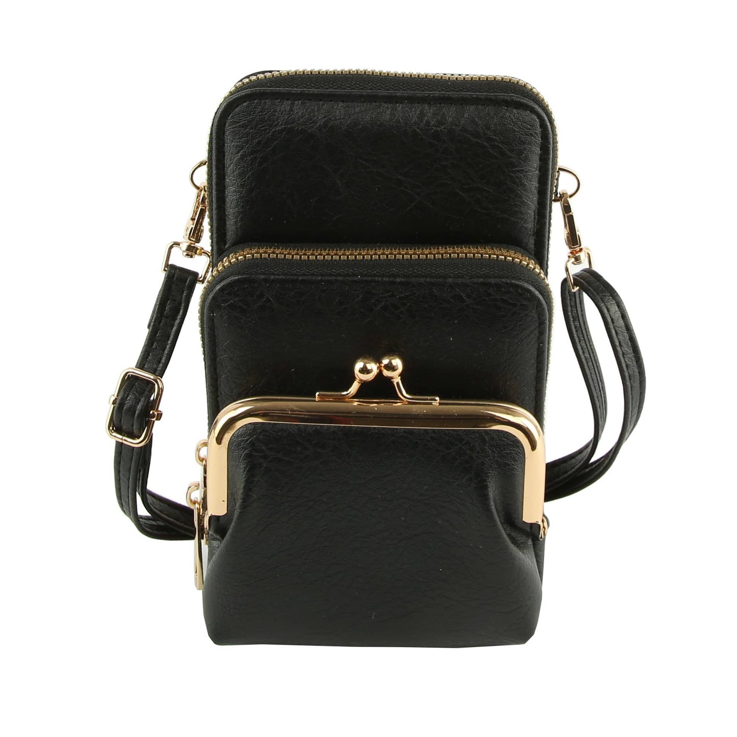 Small Cross Body Double Zip with Adjustable Strap and coin purse