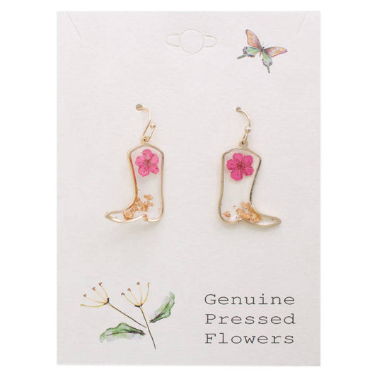 Boots Pressed Flower Earrings