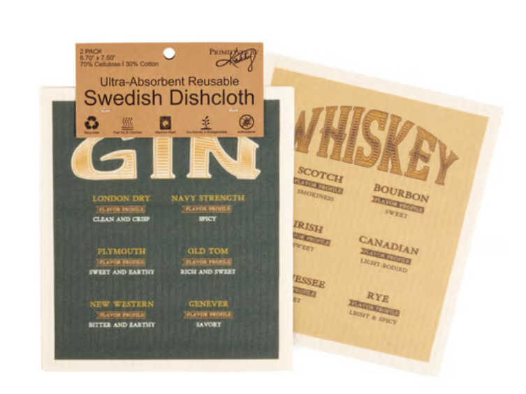 Swedish Dishcloth set of 2 - Gin Whiskey