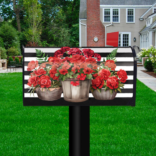 Striped Geranium Mailbox Cover - Oversized