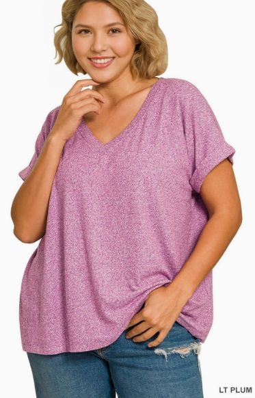 Soft Melange Hacci V-Neck Tee