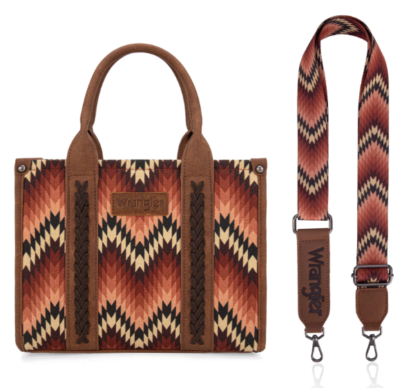 Southwestern Pattern Dual Sided Print Tote/Crossbody - Wrangler