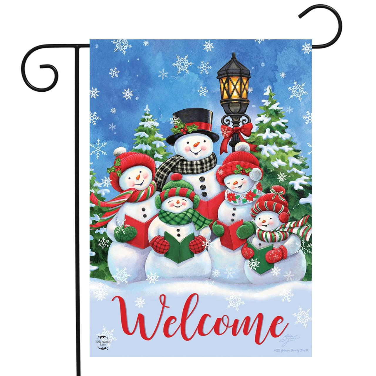 Caroling Snowmen Welcome Garden Flag - Christmas