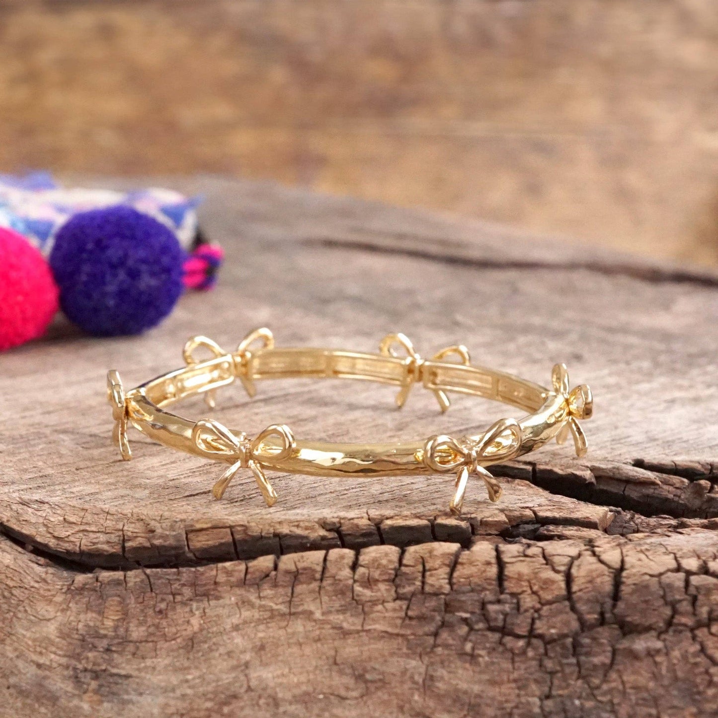 Bow Bangle Bracelet - Gold or Silver Tone