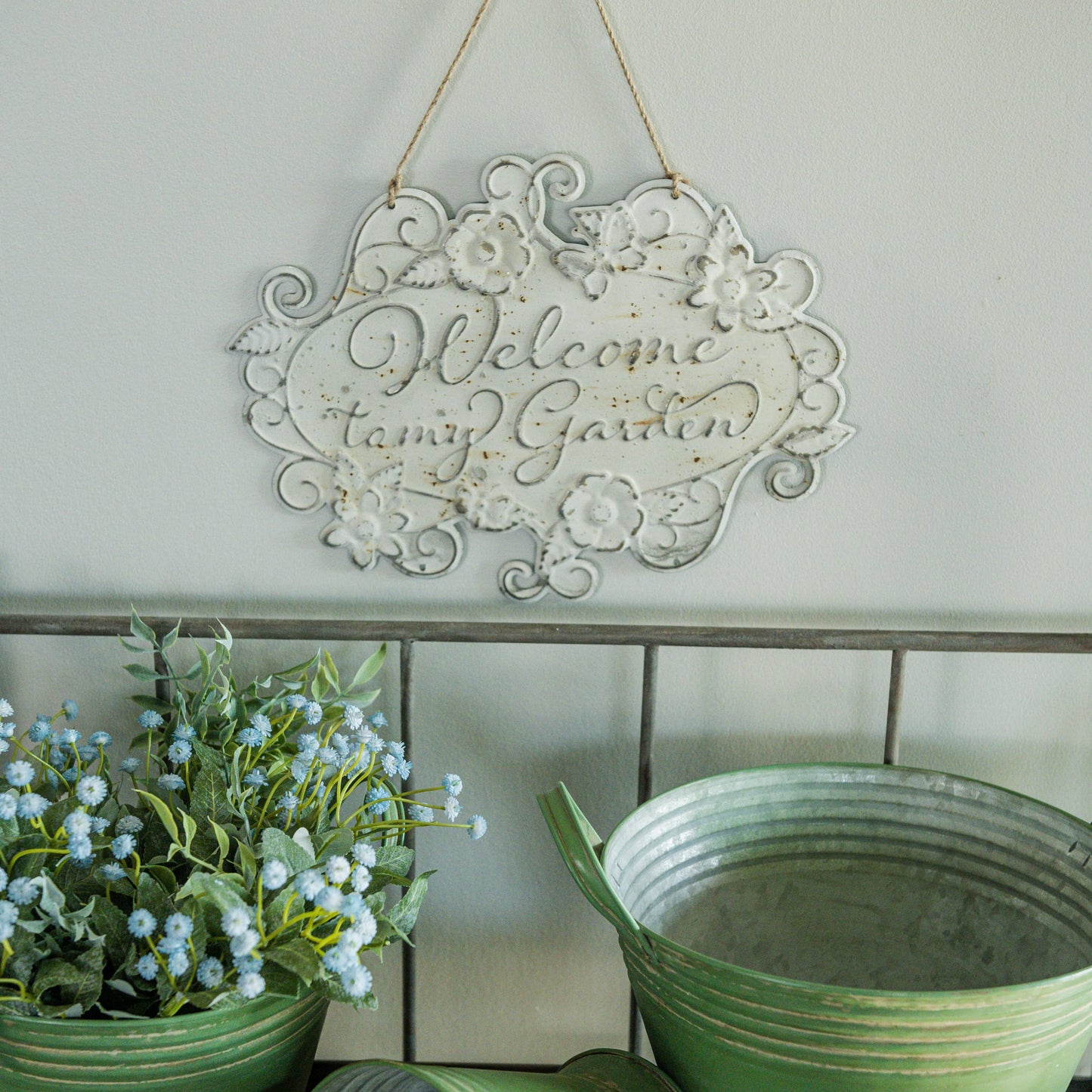 Welcome to My Garden Hanging Metal Sign