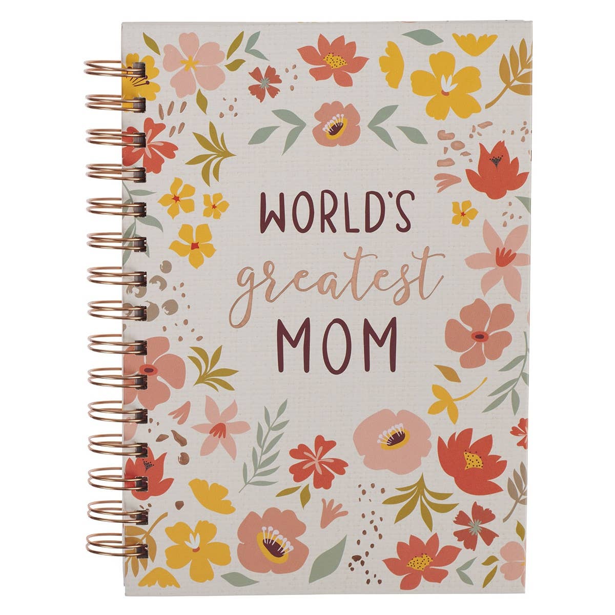 Peach Floral World's Greatest Mom Wirebound Notebook Journal