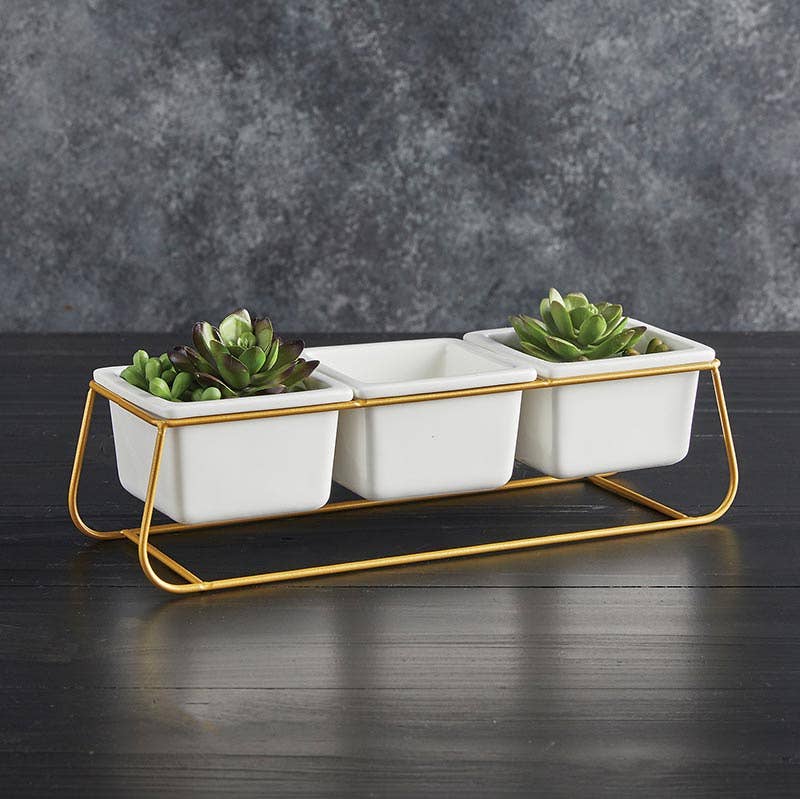 Square Pot Trio With Base Holder