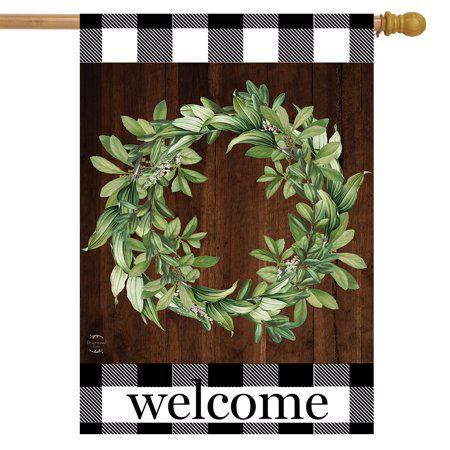 Farmhouse Wreath House Flag