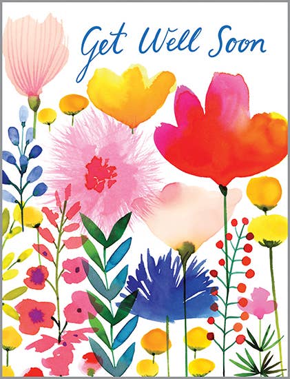 Get Well Soon Greeting Card - Cheery Flower Stems