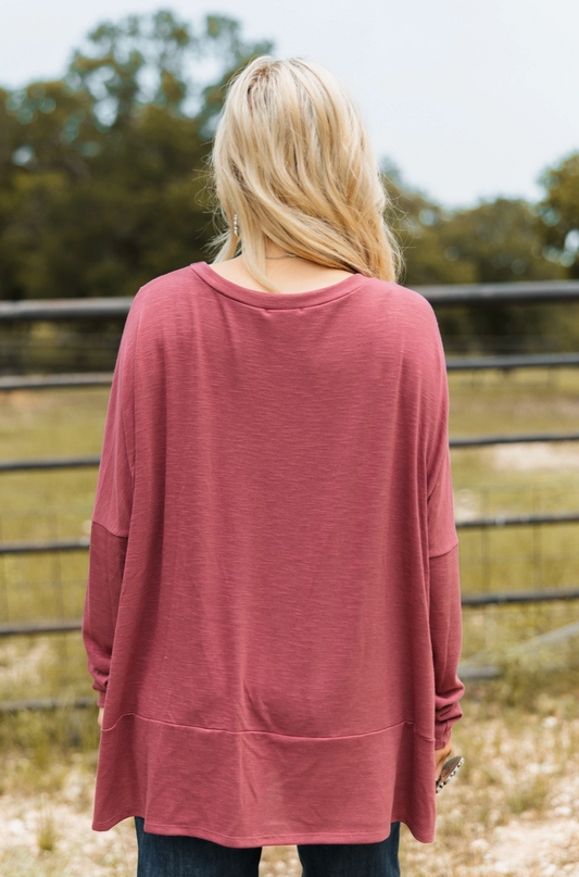 Casual Cotton Long Sleeve Top With Pockets
