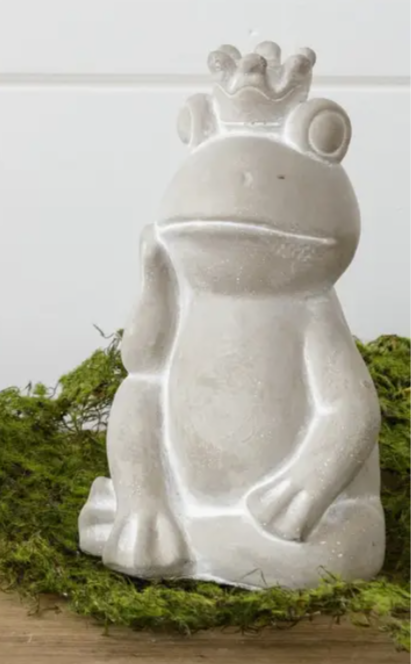 Cement Frog with Crown
