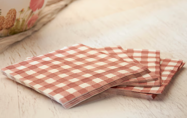 Cocktail Napkins - Red Gingham