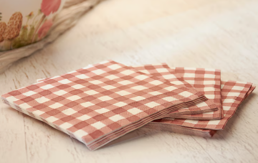 Cocktail Napkins - Red Gingham