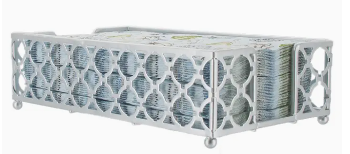 Dinner Napkins Guest Towel Caddy - Silver Trellis
