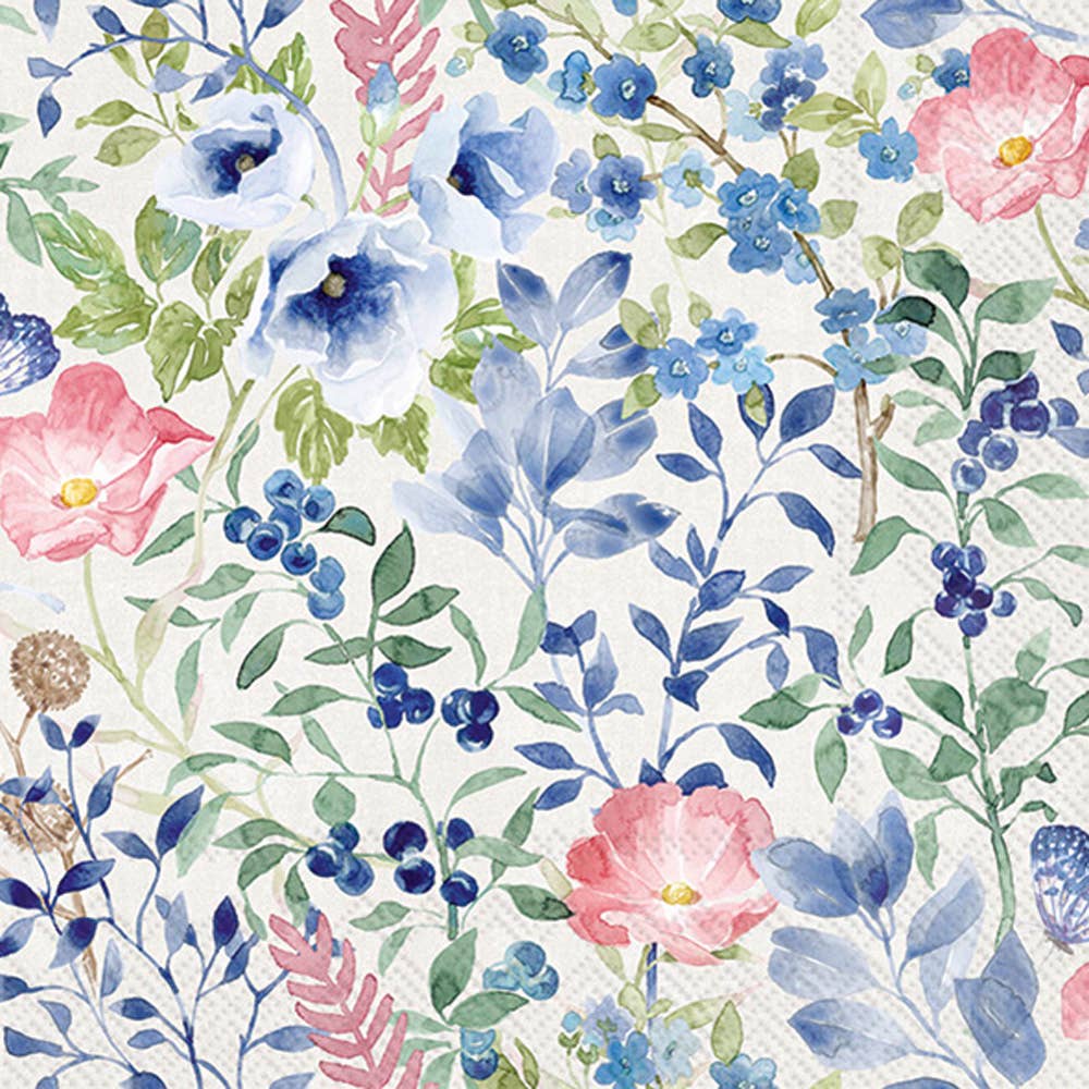 Cocktail Napkins - Indigo Flowers